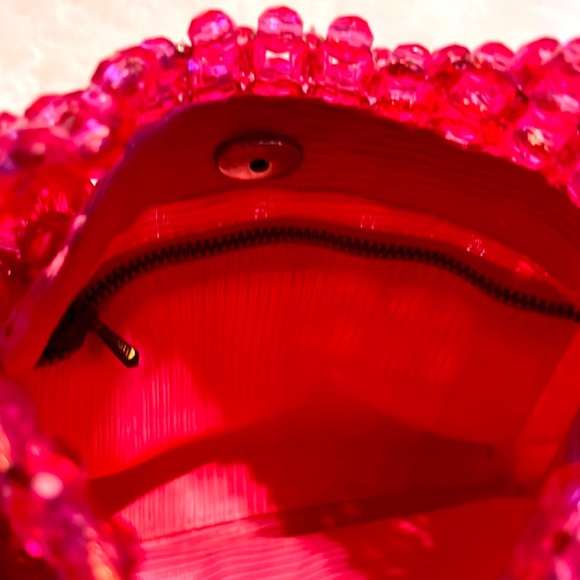 Vintage Pink With Gold Thread Beaded Purse - Picture 4 of 5